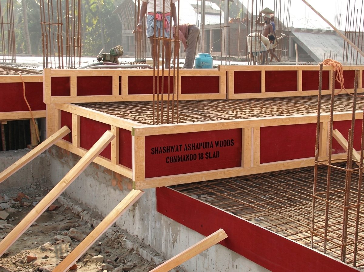 Reinforced Floor Slab Bed and Beam Shuttering Formwork with Pine Timber Walers